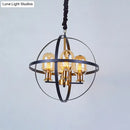 GobekUsa Contemporary Amber Glass Pendant Chandelier with Orb Frame Design - 4/6-Light Suspension Lamp in Black-Gold