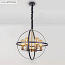 GobekUsa Contemporary Amber Glass Pendant Chandelier with Orb Frame Design - 4/6-Light Suspension Lamp in Black-Gold