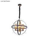 GobekUsa Contemporary Amber Glass Pendant Chandelier with Orb Frame Design - 4/6-Light Suspension Lamp in Black-Gold