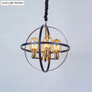 GobekUsa Contemporary Amber Glass Pendant Chandelier with Orb Frame Design - 4/6-Light Suspension Lamp in Black-Gold