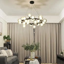 GobekUsa Contemporary Black and Gold Chandelier - White Glass Ball