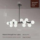 GobekUsa Contemporary Black and Gold Chandelier - White Glass Ball