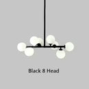 GobekUsa Contemporary Black and Gold Chandelier - White Glass Ball