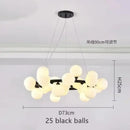 GobekUsa Contemporary Black and Gold Chandelier - White Glass Ball