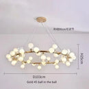 GobekUsa Contemporary Black and Gold Chandelier - White Glass Ball