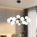 GobekUsa Contemporary Black and Gold Chandelier - White Glass Ball