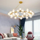 GobekUsa Contemporary Black and Gold Chandelier - White Glass Ball