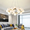 GobekUsa Contemporary Black and Gold Chandelier - White Glass Ball