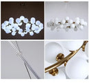 GobekUsa Contemporary Black and Gold Chandelier - White Glass Ball
