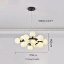 GobekUsa Contemporary Black and Gold Chandelier - White Glass Ball