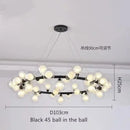 GobekUsa Contemporary Black and Gold Chandelier - White Glass Ball