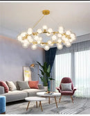 GobekUsa Contemporary Black and Gold Chandelier - White Glass Ball