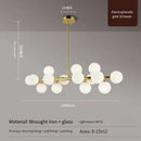 GobekUsa Contemporary Black and Gold Chandelier - White Glass Ball
