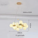 GobekUsa Contemporary Black and Gold Chandelier - White Glass Ball