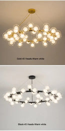GobekUsa Contemporary Black and Gold Chandelier - White Glass Ball