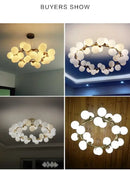 GobekUsa Contemporary Black and Gold Chandelier - White Glass Ball