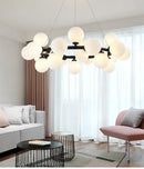 GobekUsa Contemporary Black and Gold Chandelier - White Glass Ball