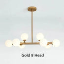 GobekUsa Contemporary Black and Gold Chandelier - White Glass Ball
