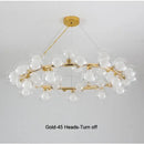 GobekUsa Contemporary Black and Gold Chandelier - White Glass Ball