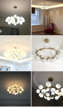 GobekUsa Contemporary Black and Gold Chandelier - White Glass Ball