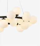 GobekUsa Contemporary Black and Gold Chandelier - White Glass Ball
