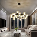 GobekUsa Contemporary Black and Gold Chandelier - White Glass Ball