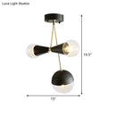 GobekUsa Contemporary Black Ball and Hourglass Semi Flush Mount Ceiling Light with 3 Bulbs – Clear Glass