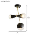 GobekUsa Contemporary Black Ball and Hourglass Semi Flush Mount Ceiling Light with 3 Bulbs – Clear Glass