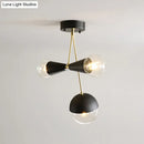 GobekUsa Contemporary Black Ball and Hourglass Semi Flush Mount Ceiling Light with 3 Bulbs – Clear Glass