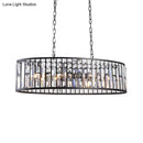 GobekUsa Contemporary Black/Gold Crystal Pendant Light with 6 Prisms - Elliptical Dining Room Island Chandelier