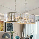 GobekUsa Contemporary Black/Gold Crystal Pendant Light with 6 Prisms - Elliptical Dining Room Island Chandelier