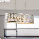 GobekUsa Contemporary Black/Gold Crystal Pendant Light with 6 Prisms - Elliptical Dining Room Island Chandelier