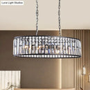 GobekUsa Contemporary Black/Gold Crystal Pendant Light with 6 Prisms - Elliptical Dining Room Island Chandelier