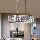 GobekUsa Contemporary Black/Gold Crystal Pendant Light with 6 Prisms - Elliptical Dining Room Island Chandelier