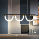 GobekUsa Contemporary Black/Gold Kitchen Island Lamp - Acrylic Semicircle Design (3 Lights)