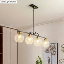 GobekUsa Contemporary Black Hanging Chandelier with Clear/Prismatic Glass, 3/4 Bulbs - Modern Pendant Light Kit for Dining Hall
