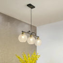 GobekUsa Contemporary Black Hanging Chandelier with Clear/Prismatic Glass, 3/4 Bulbs - Modern Pendant Light Kit for Dining Hall