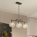 GobekUsa Contemporary Black Hanging Chandelier with Clear/Prismatic Glass, 3/4 Bulbs - Modern Pendant Light Kit for Dining Hall