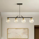 GobekUsa Contemporary Black Hanging Chandelier with Clear/Prismatic Glass, 3/4 Bulbs - Modern Pendant Light Kit for Dining Hall