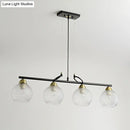 GobekUsa Contemporary Black Hanging Chandelier with Clear/Prismatic Glass, 3/4 Bulbs - Modern Pendant Light Kit for Dining Hall
