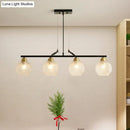 GobekUsa Contemporary Black Hanging Chandelier with Clear/Prismatic Glass, 3/4 Bulbs - Modern Pendant Light Kit for Dining Hall