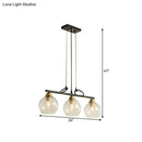 GobekUsa Contemporary Black Hanging Chandelier with Clear/Prismatic Glass, 3/4 Bulbs - Modern Pendant Light Kit for Dining Hall