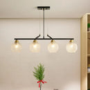 GobekUsa Contemporary Black Hanging Chandelier with Clear/Prismatic Glass, 3/4 Bulbs - Modern Pendant Light Kit for Dining Hall