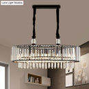 GobekUsa Contemporary Black Hanging Dining Room Island Lamp with Crystal Prisms Shade - 4/6 Heads, 27.5"/35.5" Wide