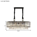 GobekUsa Contemporary Black Hanging Dining Room Island Lamp with Crystal Prisms Shade - 4/6 Heads, 27.5"/35.5" Wide