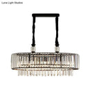 GobekUsa Contemporary Black Hanging Dining Room Island Lamp with Crystal Prisms Shade - 4/6 Heads, 27.5"/35.5" Wide