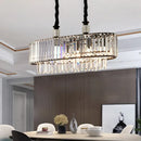 GobekUsa Contemporary Black Hanging Dining Room Island Lamp with Crystal Prisms Shade - 4/6 Heads, 27.5"/35.5" Wide