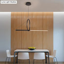 GobekUsa Contemporary Black LED Ceiling Light with Metal Ring and Linear Island Design for Dining Room