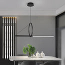 GobekUsa Contemporary Black LED Ceiling Light with Metal Ring and Linear Island Design for Dining Room
