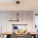 GobekUsa Contemporary Black LED Ceiling Light with Metal Ring and Linear Island Design for Dining Room